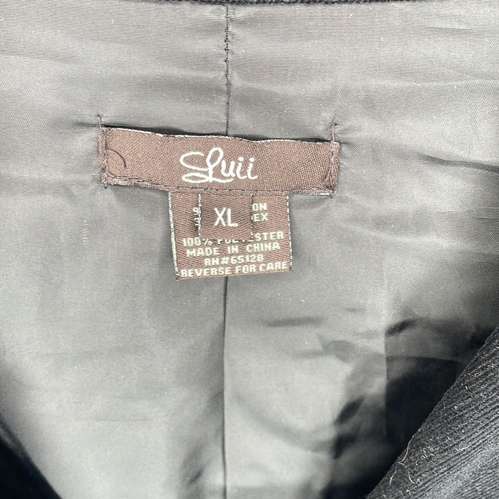 Luii black corduroy jacket with snap closure, size xl - Picture 2 of 8